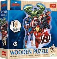 Puzzle din lemn pentru copii Trefl din 50 piese - Aventurile Răzbunătorilor