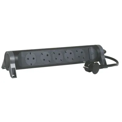 Prelungitor Sch 5x2p+t Premium Rotativ si Fixabil 1,5m 1,5mm2 Negru