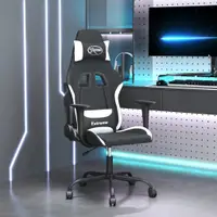 vidaXL Scaun de jocuri, negru și alb, textil