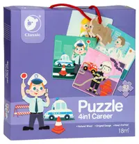 Puzzle pentru copii din lemn Classic World 4 în 1 - Profesii