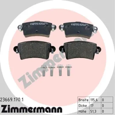 Set placute frana, frana disc ZIMMERMANN 23669.170.1