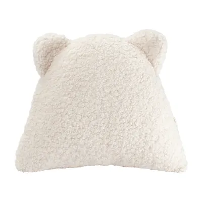 Pernă decorativă pentru copii crem cu tapițerie din țesătură bouclé Bear – Wigiwama