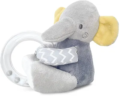 Zornăitoare pentru bebeluși cu inel Lorelli - Natural, elefant, gri