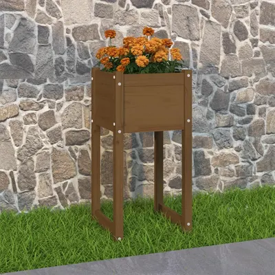 vidaXL Jardinieră, maro miere, 40x40x81 cm, lemn masiv de pin