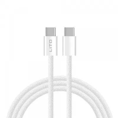 Cablu Date si Incarcare USB-C - USB-C Lito LD04CC, 60W, 1m, Alb