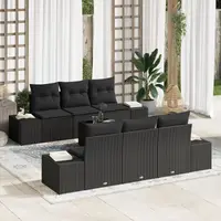 Gossi set de canapea de gradina cu 7 piese si perne din ratan negru
