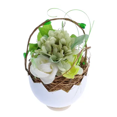 Cos decorativ in forma de ou cu flori pastel