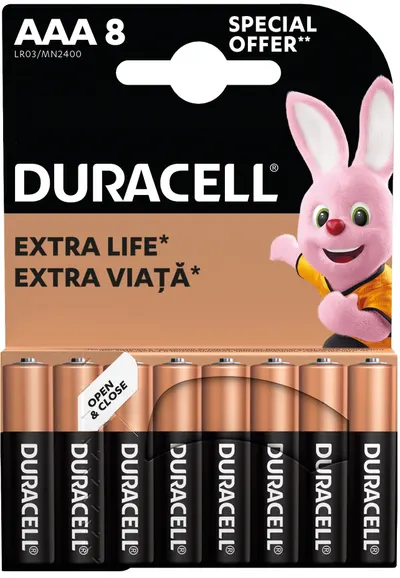 Baterii alcaline Duracell - Basic, AAA, 8 buc.