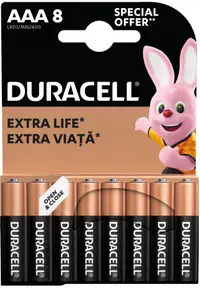 Baterii alcaline Duracell - Basic, AAA, 8 buc.