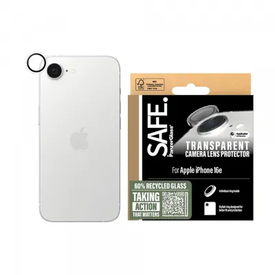 Folie de protectie Camera Spate PanzerGlass Safe. pentru Apple iPhone 17e / 16e, Sticla Securizata, Transparenta