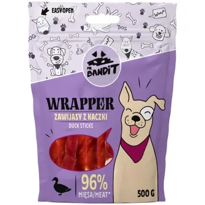 Recompense pentru Caini Mr. Bandit Wrapper XL, 13 cm, Rata, 500 g
