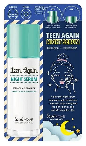 LookAtMe Teen Again Ser facial de noapte cu retinol și ceramide, 50 ml