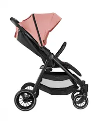 Carucior pentru copii KikkaBoo Sarah Pink 2023, 0-48luni pana la 22kg cu suspensii,spatar reglabil cu pozitie somn,Maner din piele ecologica,tavita,husa de ploaie,husa picioare si suport pahar incluse
