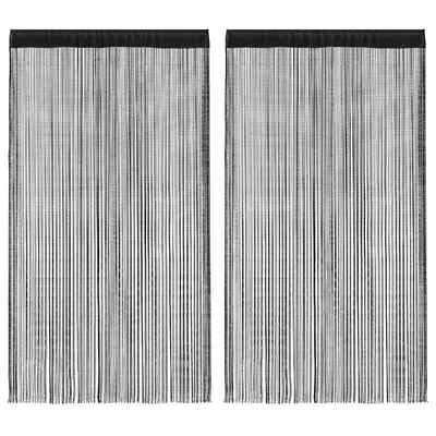 vidaXL Draperii cu franjuri, 2 buc., 100 x 250 cm, negru