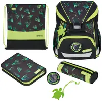 Set școlar Herlitz UltraLight XL Plus - Jungle Explorer, ghiozdan, două penare și un săculeț