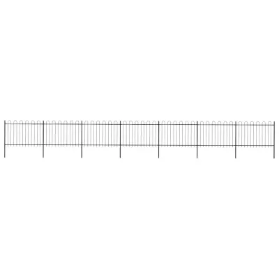 vidaXL Gard de grădină cu vârf circular din oțel, 1172 x 120 cm, negru