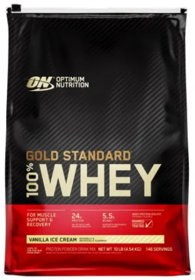 Gold Standard 100% Whey, înghețată de vanilie, 4.54 kg, Optimum Nutrition