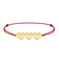 Cesur - Bratara personalizata snur trei inimi din argint 925 placat cu aur galben 24K