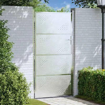 vidaXL Poartă de grădină Argintiu 96 x 200 cm Oţel inoxidabil