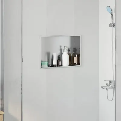 vidaXL Nisă de Duș Argintiu 45 x 30 x 9,5 cm Oţel inoxidabil