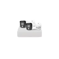 Sistem supraveghere exterior basic HikVision, 2 camere, 2 MP, IR 25 m, lumina alba 20 m, 2.8 mm, microfon