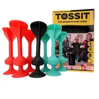 Joc de darts cu ventuze, Tossit, 7 buc, Rosu-Turcoaz