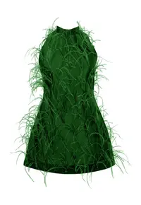 Rochie scurta cu pene ALMEEA - Verde