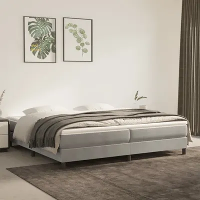 vidaXL Cadru de pat cu arcuri, gri deschis, 200x200 cm, catifea