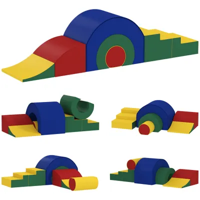 AIYAPLAY Parcurs motricitate bebeluși jucării de escaladă modulare 5 blocuri gigant din spumă 181 x 39 x 44 cm multicolor | Aosom Romania