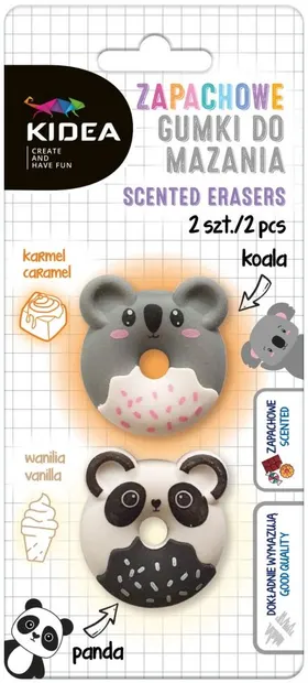 Radiere parfumate Kidea - Panda si Koala, 2 buc., vanilie si inghetata