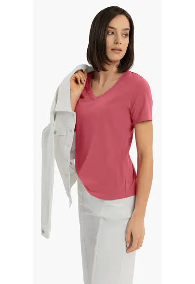 Tricou dama roz - decolteu in V - Regular Fit - Roz