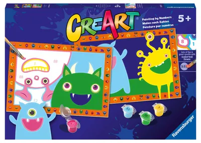 Set de pictat după numere Ravensburger CreArt - Monștri veseli