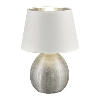 Veioză din ceramică și pânză Reality Luxor, înălțime 35 cm, alb