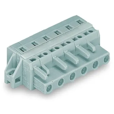 1-conductor female plug; clamping collar; 2.5 mm²; Pin spacing 7.5 mm; 6-pole; 2,50 mm²; gray
