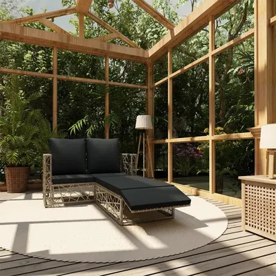 vidaXL Set mobilier de grădină cu perne, 2 piese, gri, poliratan