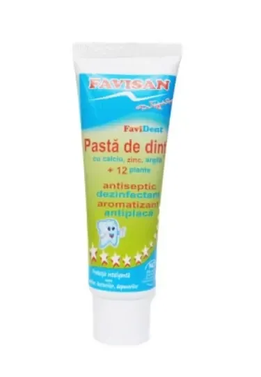 Pasta De Dinti Copii, calciu, argila, zinc si 12 plante 50ml, Favisan