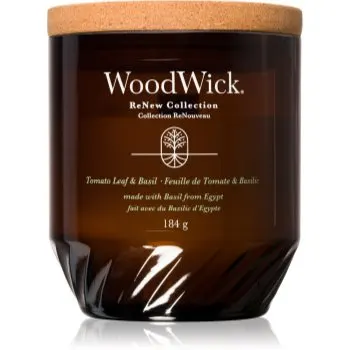 Woodwick Tomato Leaf & Basil lumânare parfumată