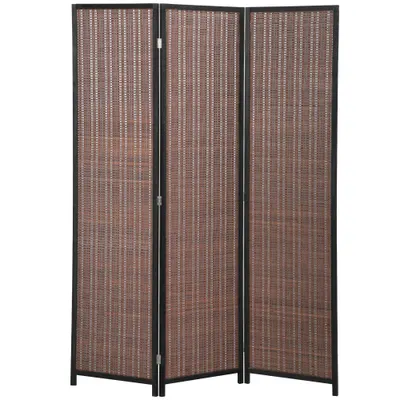 HOMCOM Paravan din lemn separator de cameră panou despărțitor pliabil 3 panouri 135 x 180 cm maro | Aosom Romania