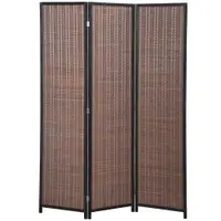 HOMCOM Paravan din lemn separator de cameră panou despărțitor pliabil 3 panouri 135 x 180 cm maro | Aosom Romania