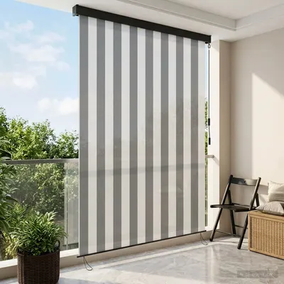 vidaXL Rulou textil Antracit și Alb 140 x 250 cm Țesătură și Aluminiu