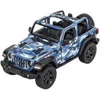 Masinuta die-cast Jeep Wrangler 2018, scara 1:34, cu functie pull-back, 12.5 cm lungime, fara capota, albastra