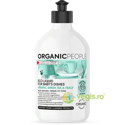Lichid de Spalat Vasele Bebelusilor cu Ceai Verde si Piersica Bio 500ml