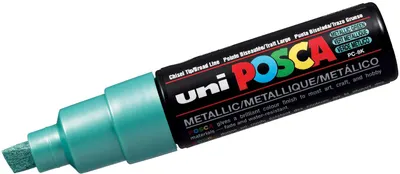 Marker permanent cu un varf tesit Uni Posca - PC-8K, 8 mm, verde metalic