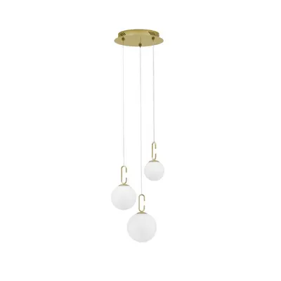 Lampa suspendata HOOK Satin Auriu Metal & Opal Alb Sticla LED 25.8 Wat 230 Volt 2521Lm 3000K IP20