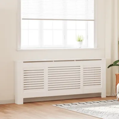 vidaXL Mască pentru calorifer, alb, 205 cm, MDF