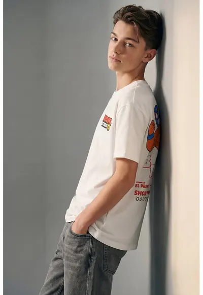Tricou din bumbac cu imprimeu Brawl Stars - Coral/Portocaliu mandarina/Albastru royal/Alb optic