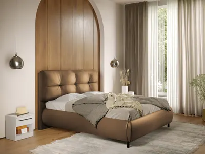 Pat Tapitat cu somiera fixa - Piele Maro - Ramses 160x200