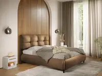 Pat Tapitat cu somiera fixa - Piele Maro - Ramses 180x200