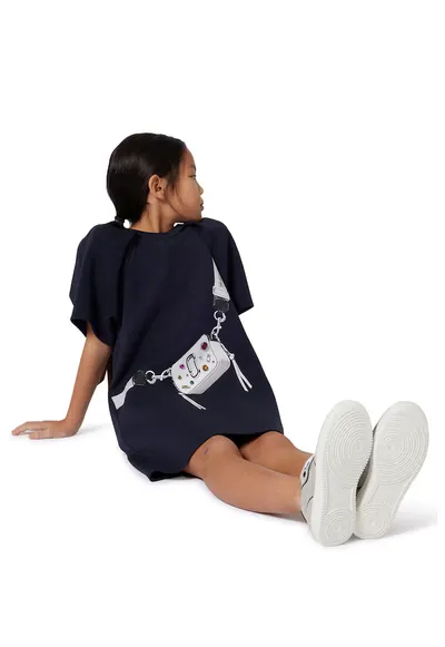 Rochie-tricou cu design grafic - Negru