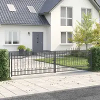 vidaXL Poartă din Gard cu Vârf de Lancă KAMPEN 404 x 100 cm Gri Blocat